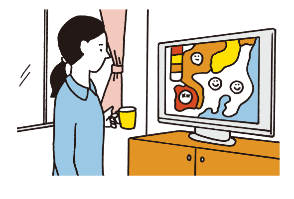 イメージ：花粉情報に注意して、花粉が多い日は花粉を避けるようにする