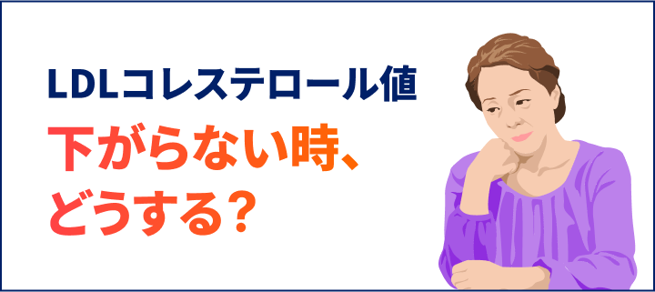 バナー： LDLコレステロール値 下がらない時、どうする？