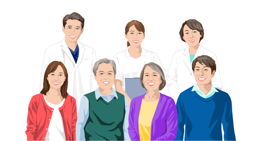 イラスト：不安なときは治療法を家族や医療従事者へ相談 