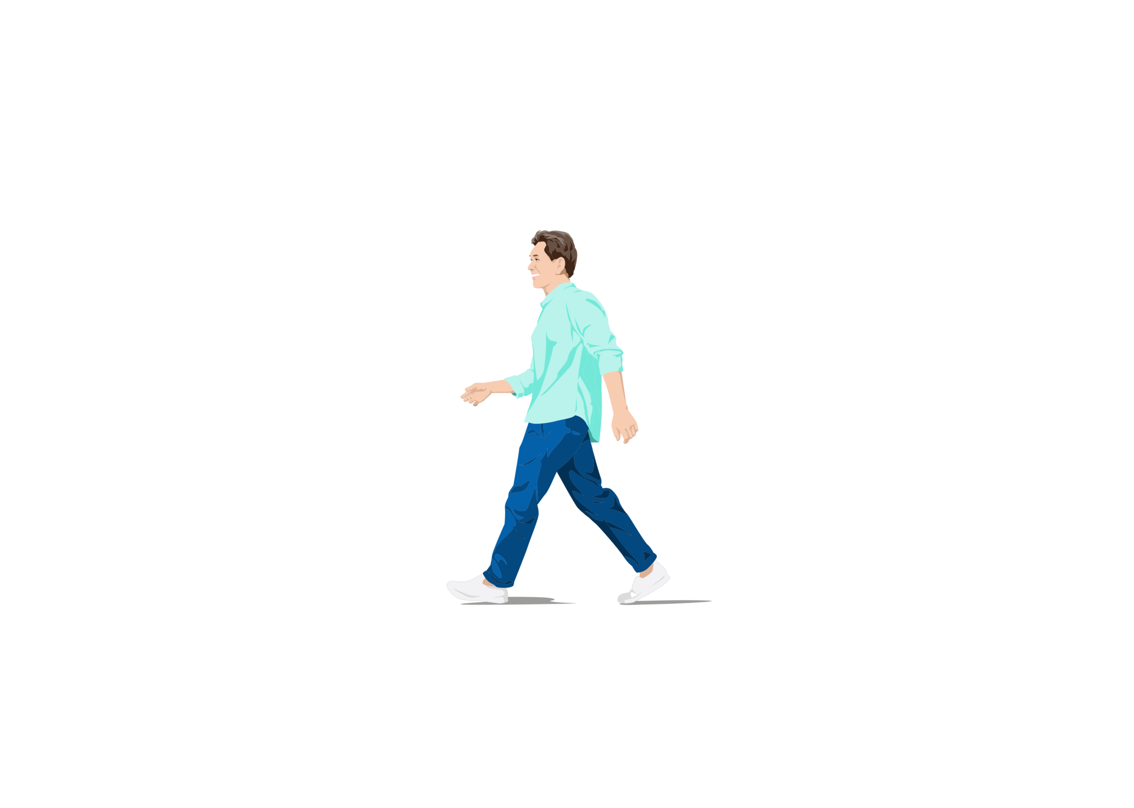 イラスト：高コレステロール血症の運動：食事の前にウォーキング