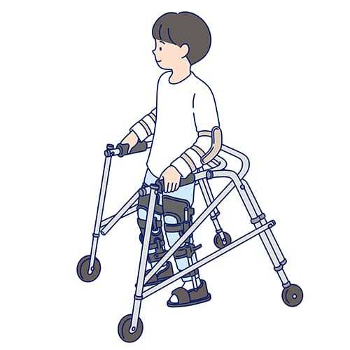 イラスト：姿勢を正しく保つための補装具の例