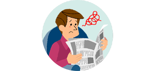 イメージ：男性が新聞を読んでいるイラスト