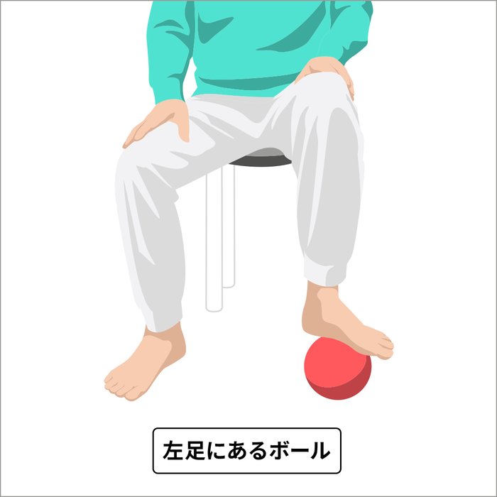 左右の足で交互にボールを転がす④