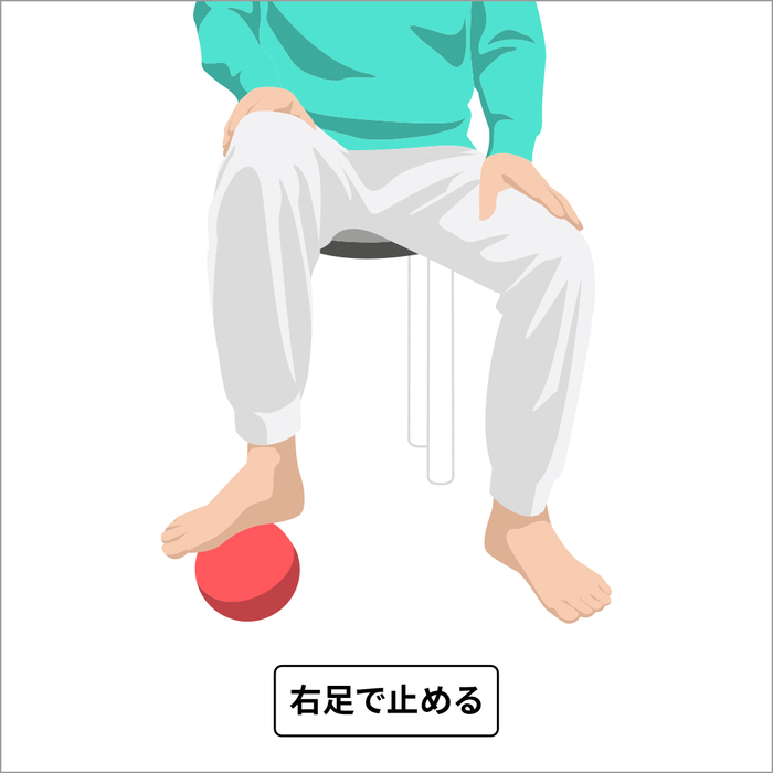 左右の足で交互にボールを転がす⑥