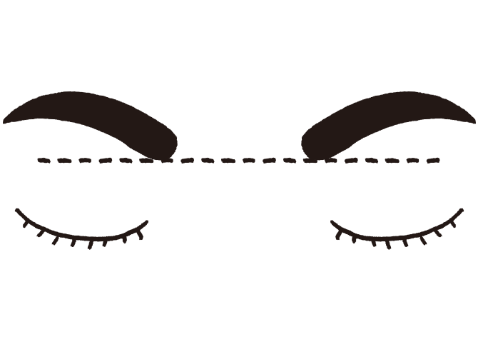 イメージ：マスクをすると目立ちやすい眉。左右対称に見える工夫を