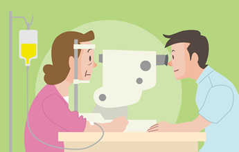 蛍光眼底造影の検査のイラスト