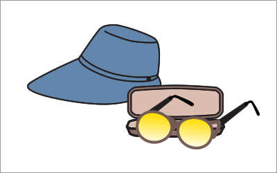 イメージ：日除け防止とサングラスのイラスト