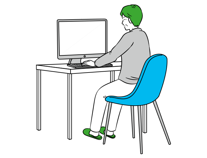 パソコンで情報収集をする男性のイメージイラスト