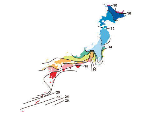 UV-B紫外線量の全国分布図
