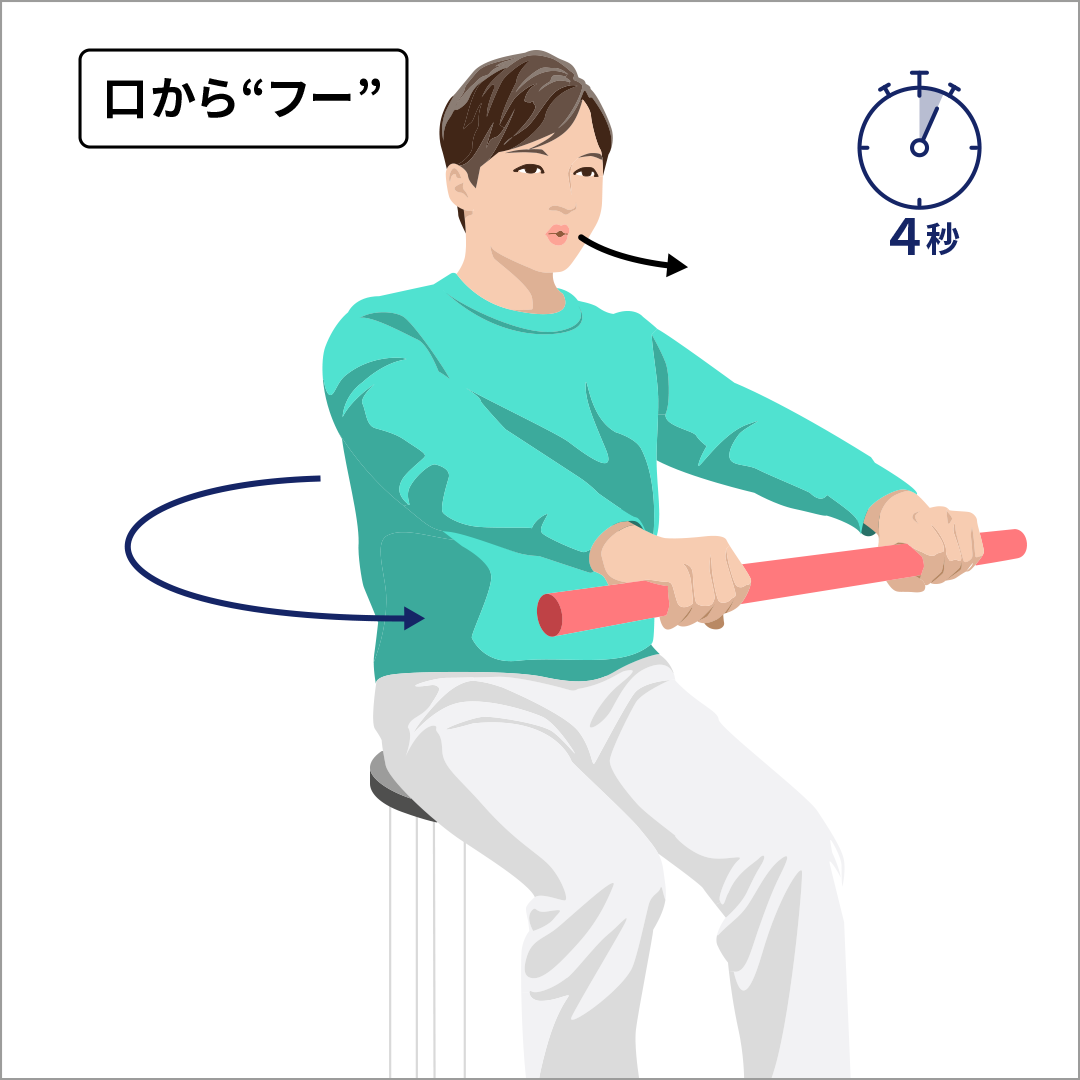 体を左右にねじる運動②