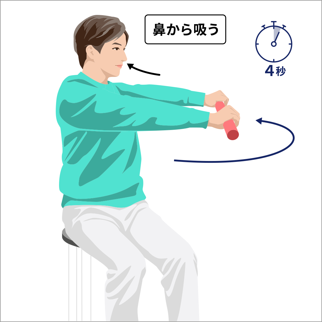体を左右にねじる運動③