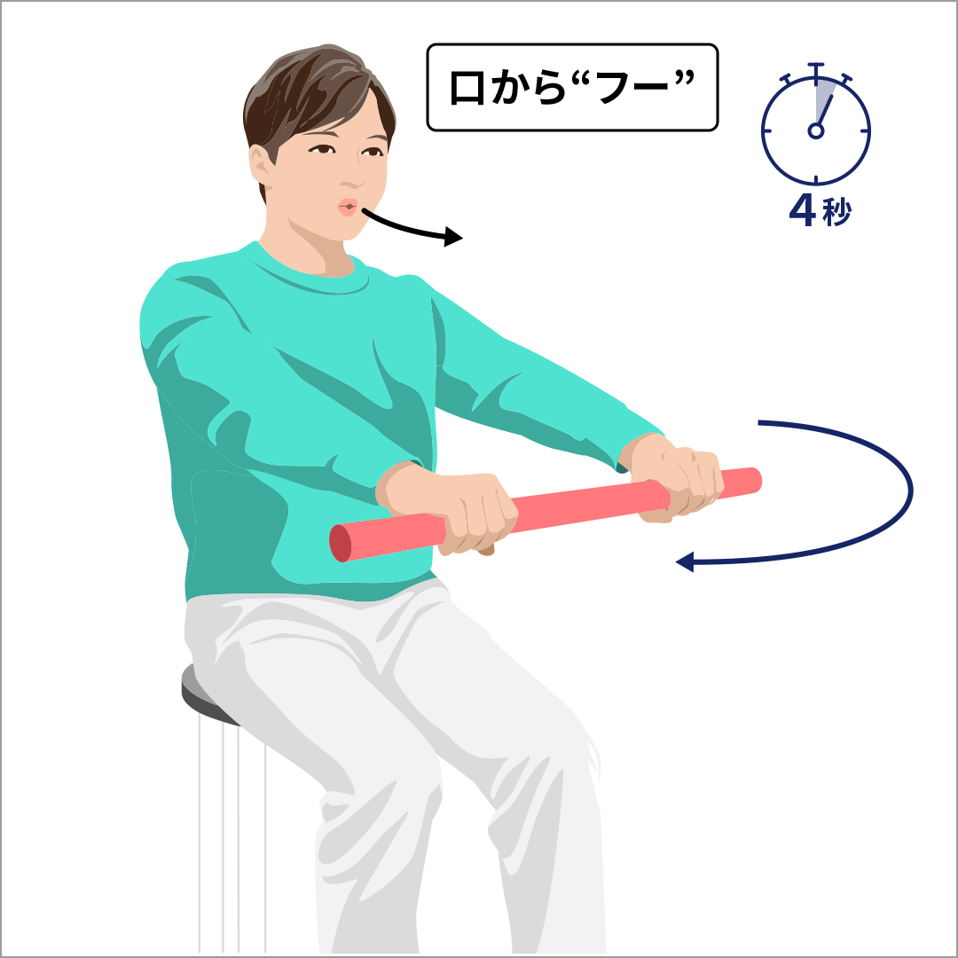 体を左右にねじる運動④