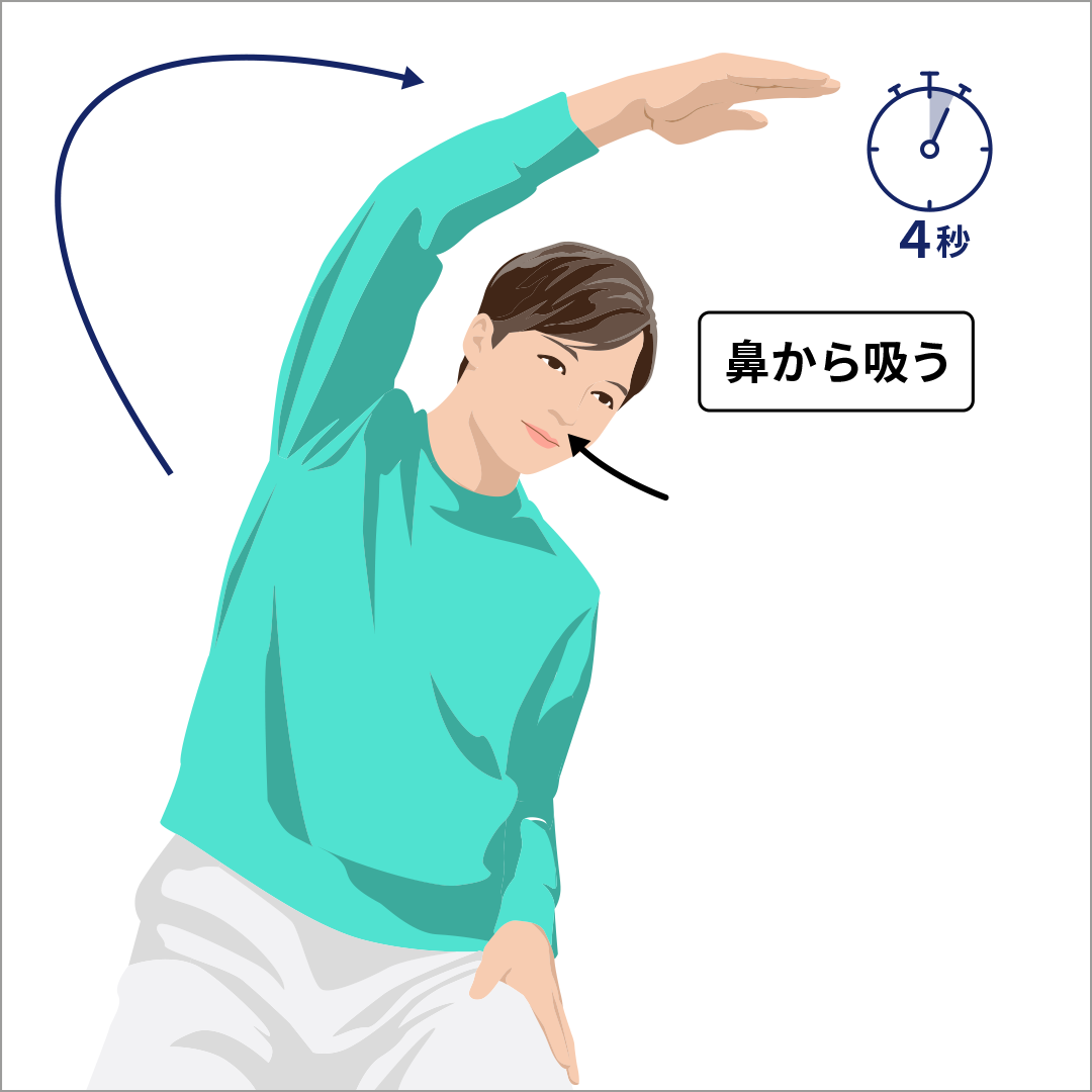 体の脇を伸ばす運動③