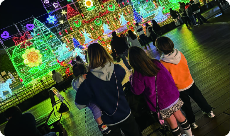 写真:家族でイルミネーションを見ているMさん